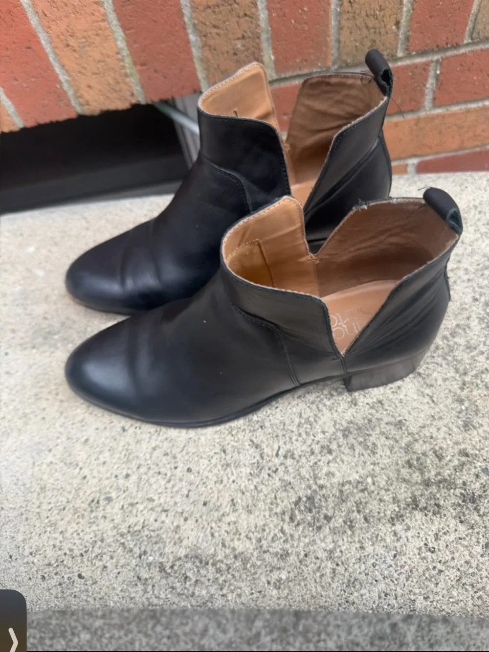 Franco Sarto Black Leather Ankle Booties Low Heel Chelsea Boots
